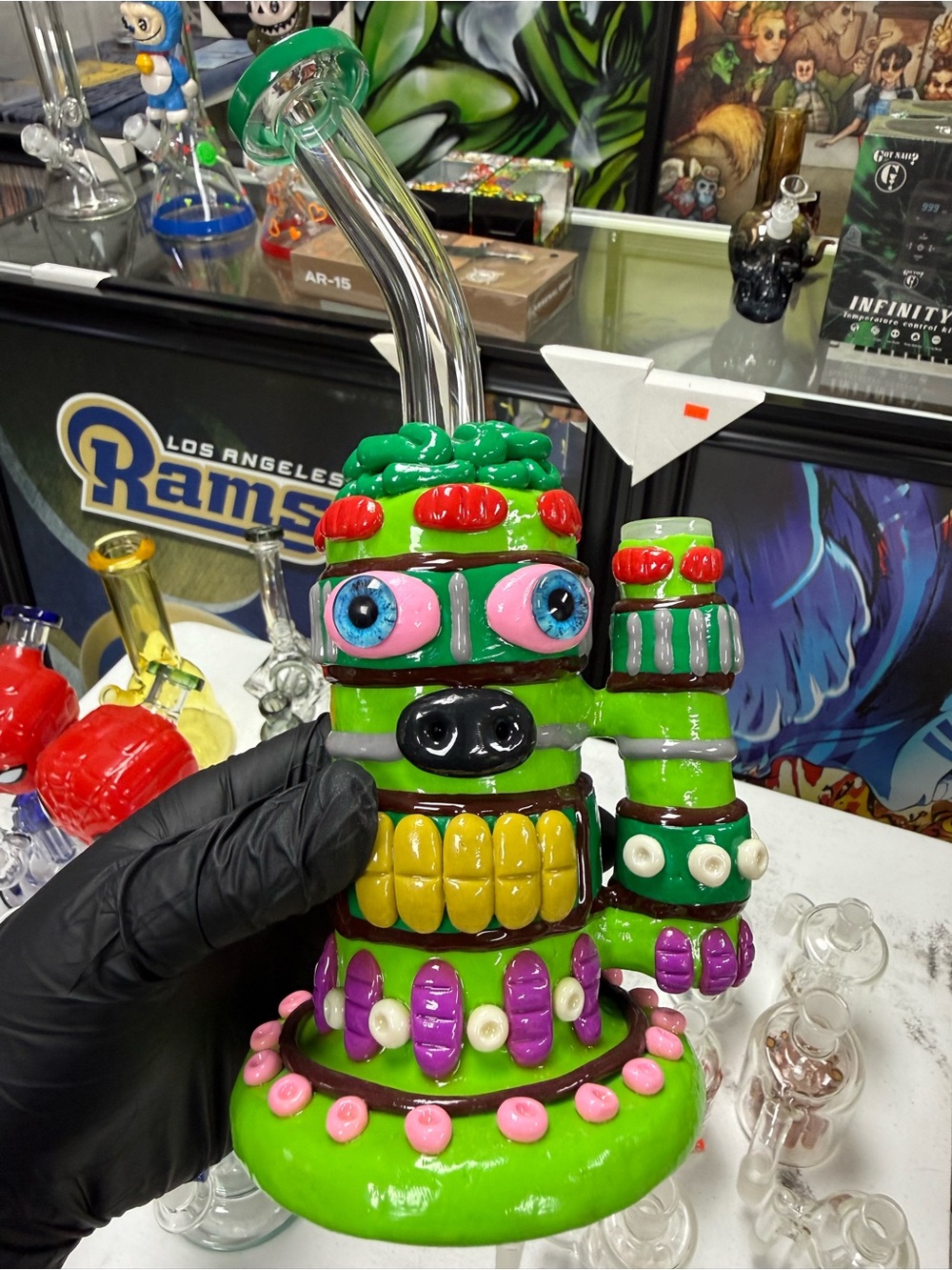 Colorful Hand-Blown Monster Rig - Bright Green
